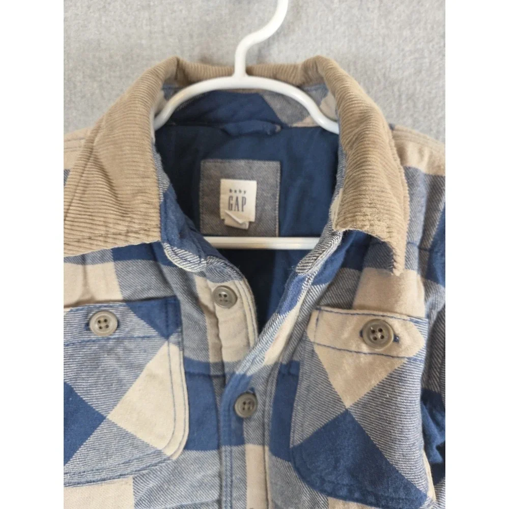 Baby Gap Boys 18-24 Mos Flannel Trucker Chore Jacket Quilted Corduroy Collar Y2K